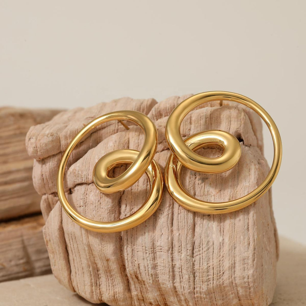 OREK Eternal Love 18K Heart Spin Earrings Anti Tarnish Gold Plated Jewelry 2.5 Micron Premium Finish Long Lasting with 1 Year Exchange Warranty