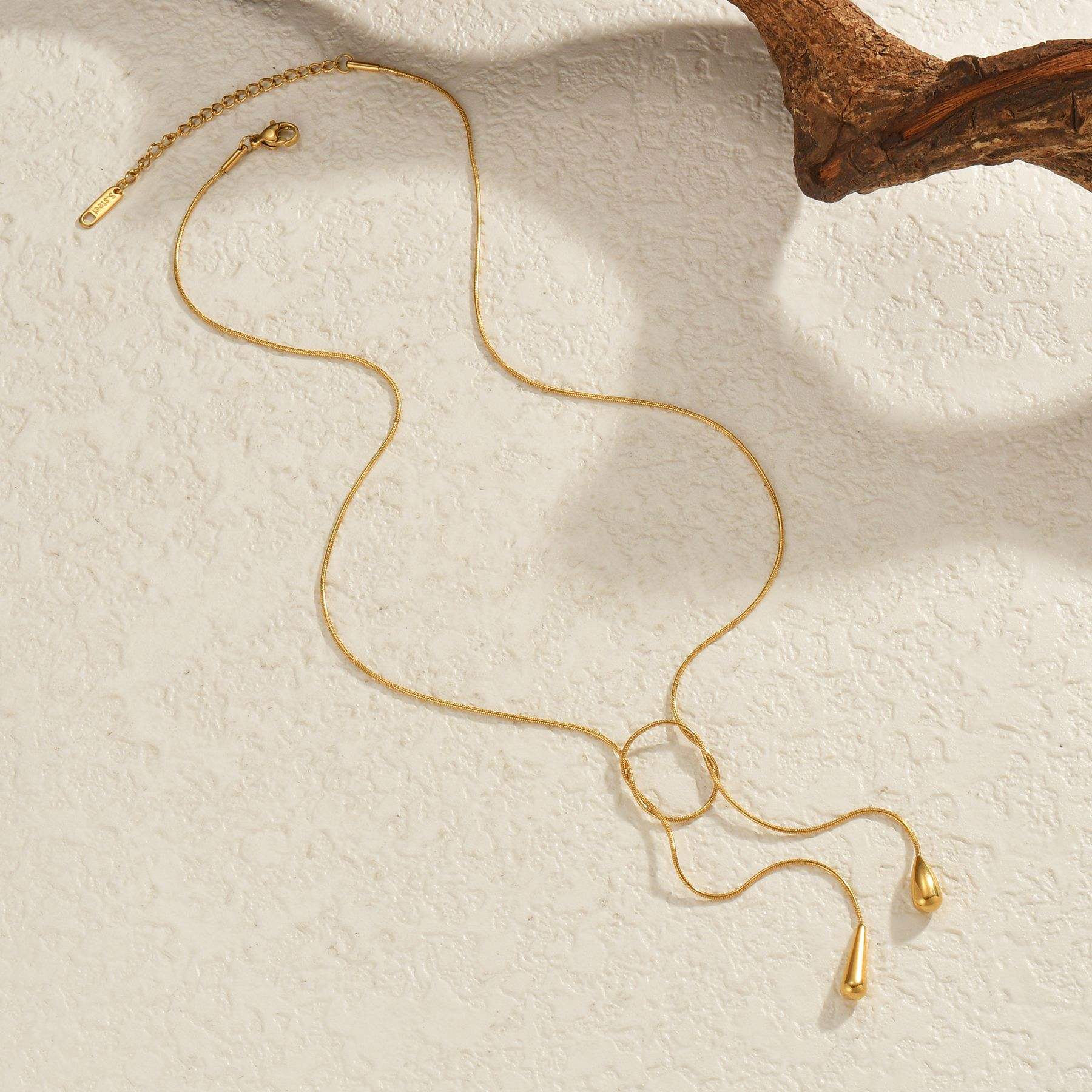 OREK Evara Loop Drop Necklace Anti Tarnish Gold Plated Jewelry 2.5 Micron Premium Finish Long Lasting with 1 Year Exchange Warranty