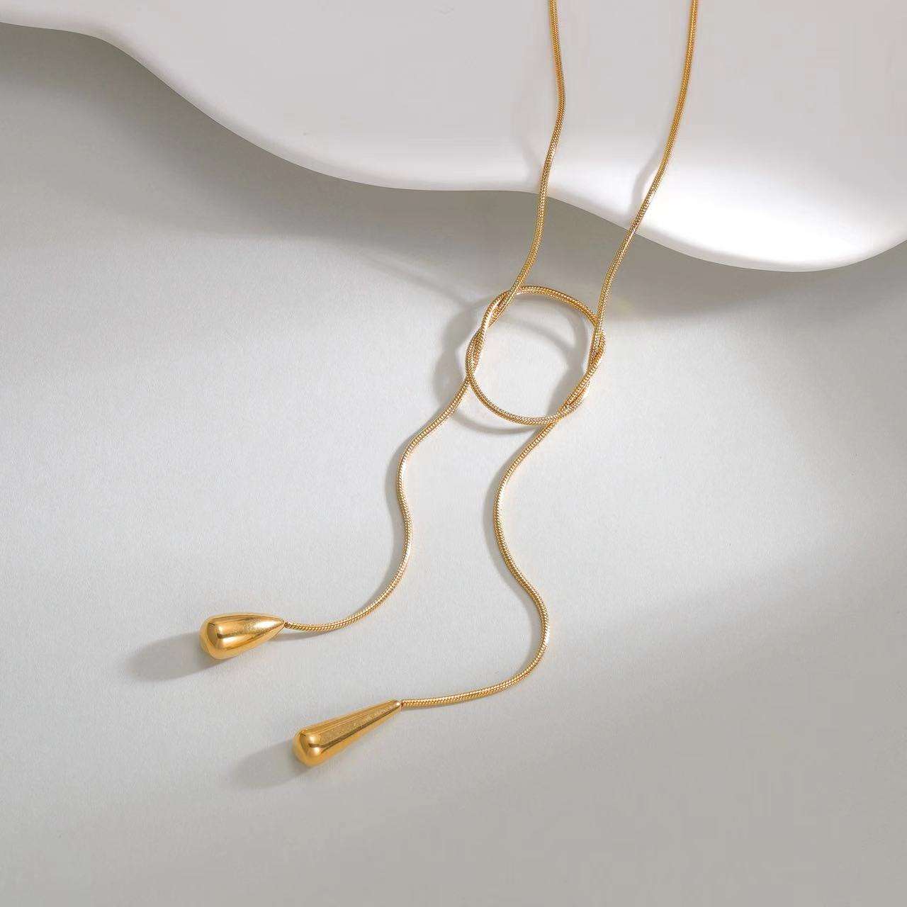 The Loop Drop – Adjustable Gold Lariat Necklace