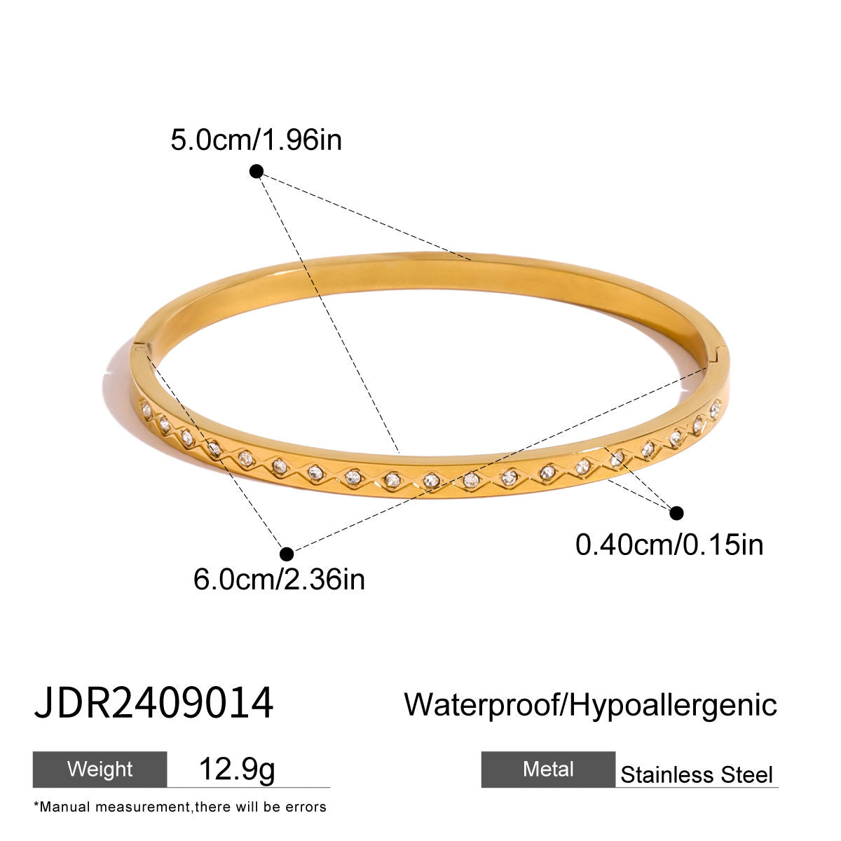 Orek Elyra Sparkle Clasp Bangle bracelet on jewellery display, a sparkling row of round cubic zirconia 