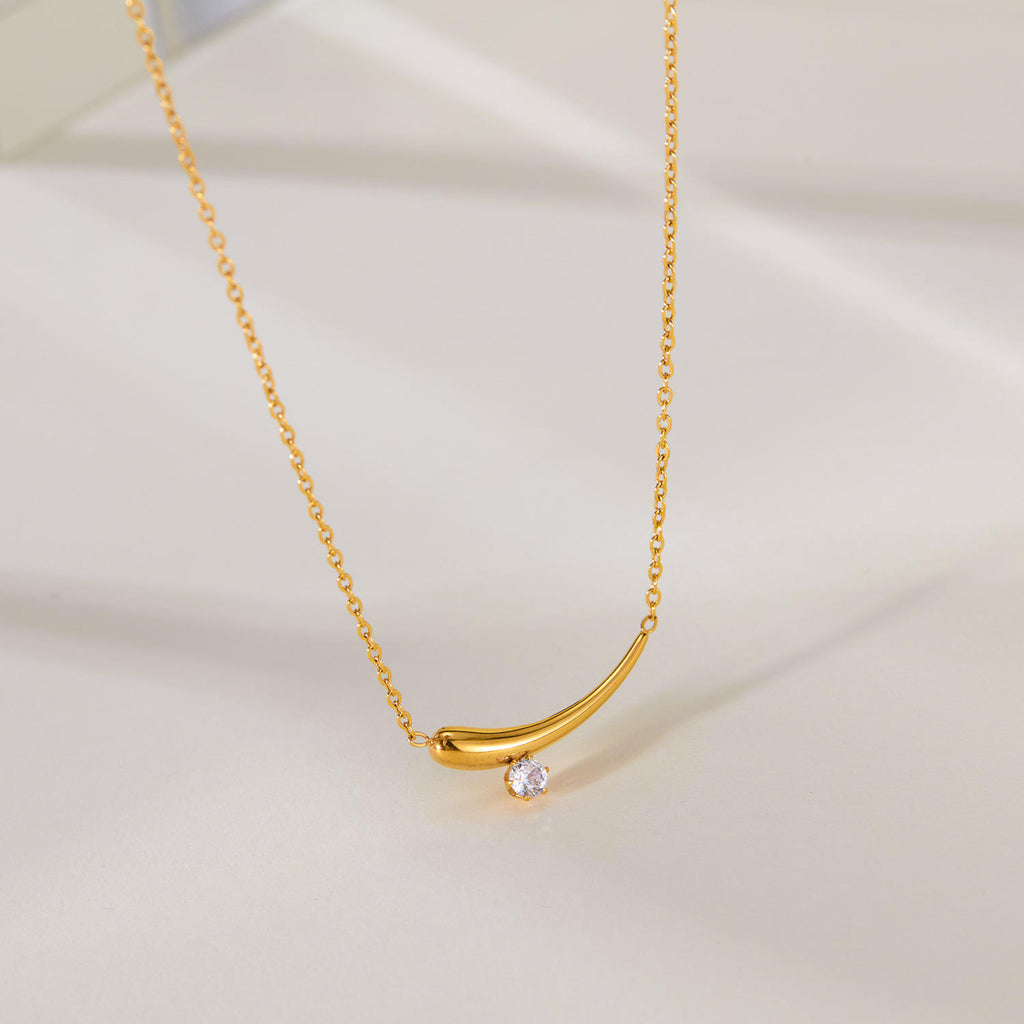 OREK Solyn Crescent Grace Necklace Anti Tarnish Gold Plated Jewelry 2.5 Micron Premium Finish Long Lasting with 1 Year Exchange Warranty