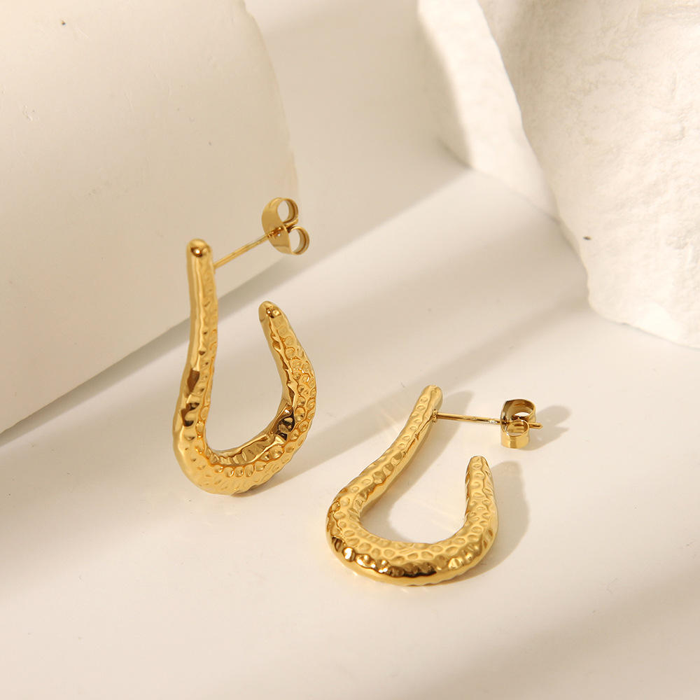 Orek Kira Hammered U Earrings Deluxe earrings styled with everyday outfit