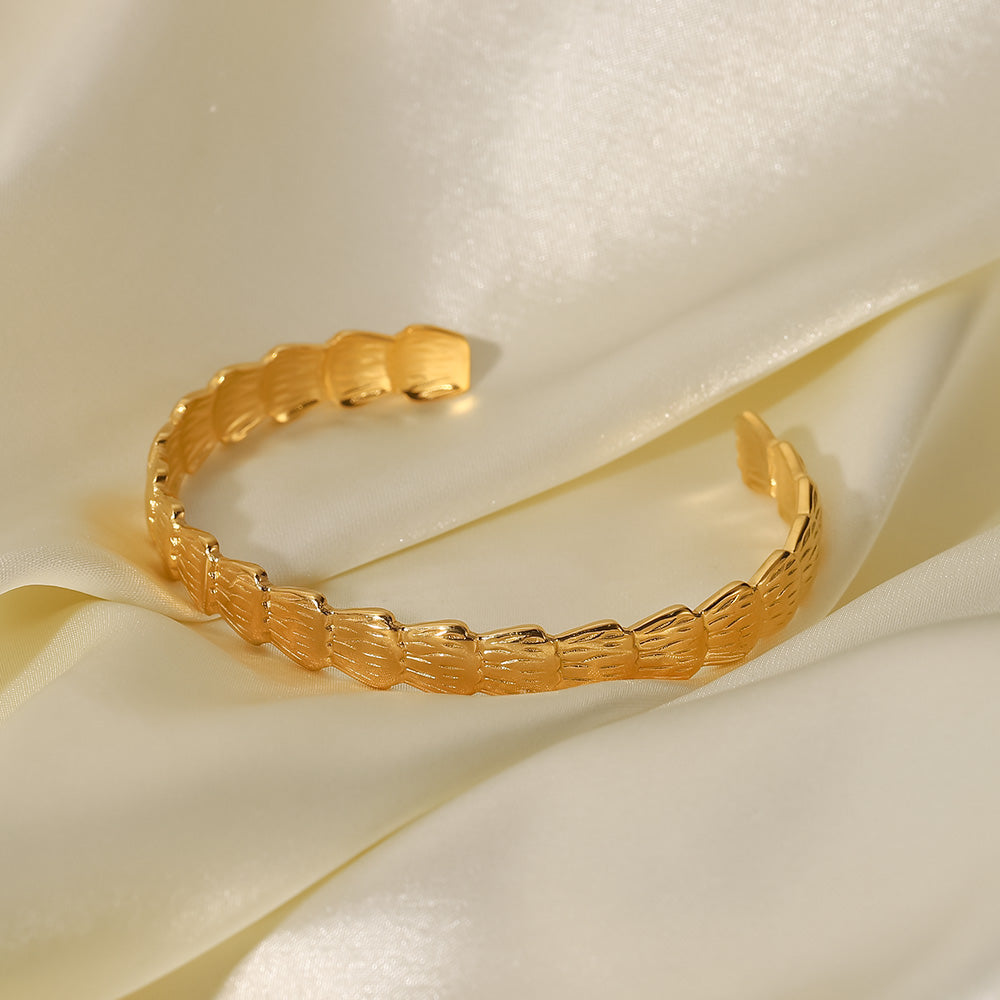 Orek Sora Luxe Adjustable Bangle bracelet styled with everyday outfit