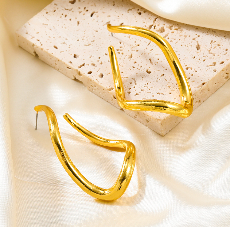 Unique ZA Metal Twisted Earrings – Minimalist Party Earrings