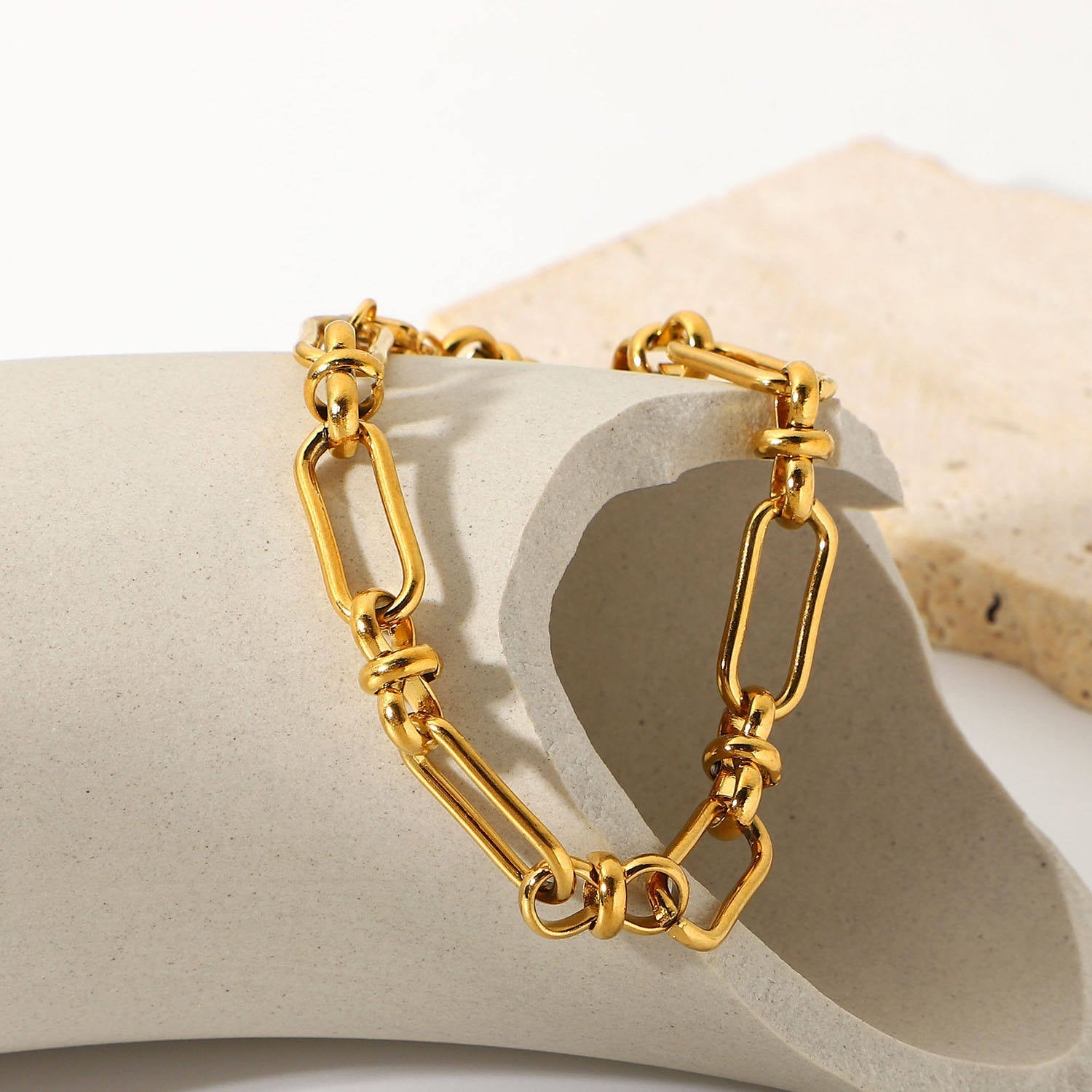 Orek Flat Paperclip Bracelet bracelet styled with everyday outfit