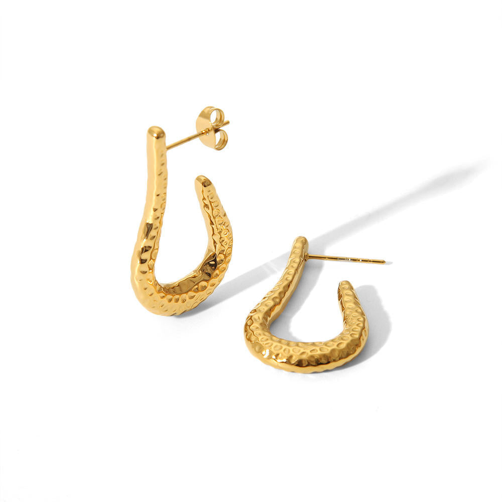 Orek Kira Hammered U Earrings Deluxe waterproof anti tarnish earrings for women