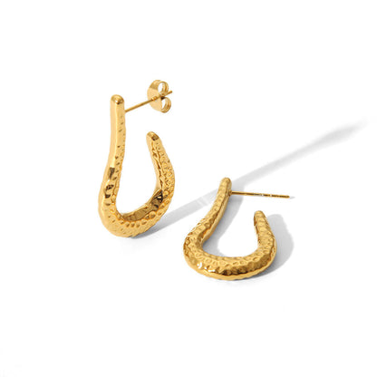 Orek Kira Hammered U Earrings Deluxe waterproof anti tarnish earrings for women