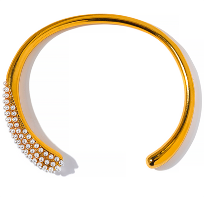 Orek Perla Pearl Inlaid Bangle waterproof anti tarnish bracelet for women