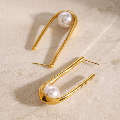 Orek Era U Shell Pearl Earrings waterproof anti tarnish earrings for women