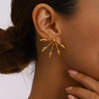OREK Punk Spike Stud Arrow Minimalist Vintage Earrings Anti Tarnish Gold Plated Jewelry 2.5 Micron Premium Finish Long Lasting with 1 Year Exchange Warranty