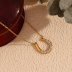 OREK Evara Asym U Necklace Anti Tarnish Gold Plated Jewelry 2.5 Micron Premium Finish Long Lasting with 1 Year Exchange Warranty