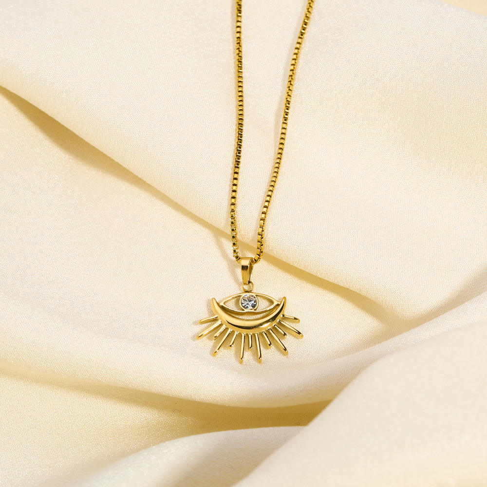 Woman wearing Orek Evara Guard Charm Necklace necklace