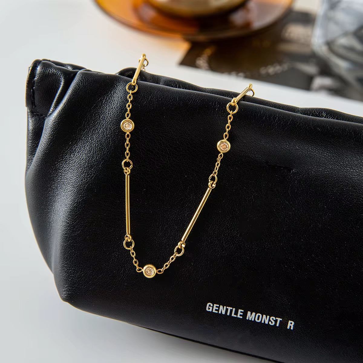 Orek Ira Linear Charm Necklace styled look, pendant necklaces