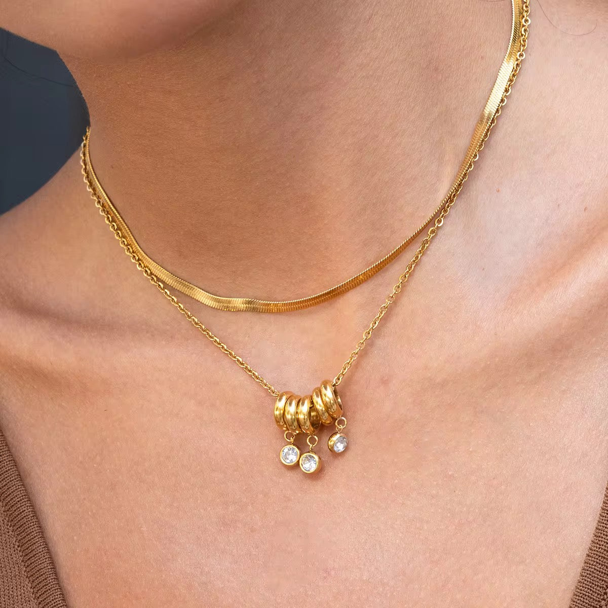 OREK Aira Serpent Line Necklace Anti Tarnish Gold Plated Jewelry 2.5 Micron Premium Finish Long Lasting with 1 Year Exchange Warranty