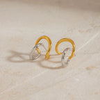 OREK Elia Dual Line Studs Anti Tarnish Gold Plated Jewelry 2.5 Micron Premium Finish Long Lasting with 1 Year Exchange Warranty