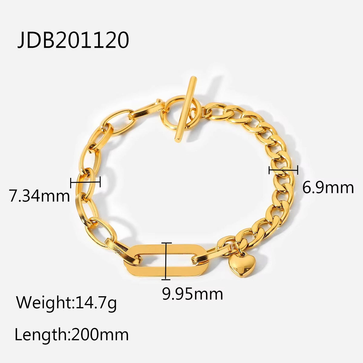 Orek Luna Heart Link Bracelet styled look, chain bracelets