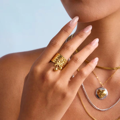 Orek Hammered Cherry Ring worn — band rings for Daily wear