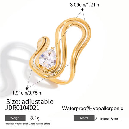 Orek Aira Dual Form Ring detail view, anti-tarnish gold plated