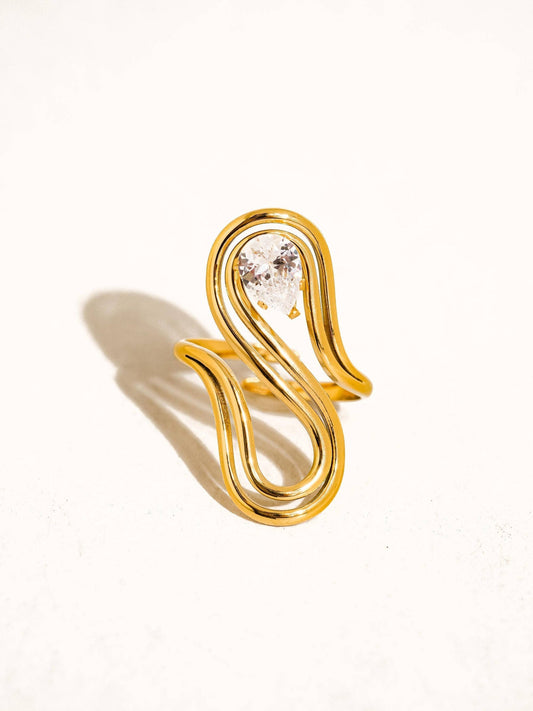 Orek Aira Dual Form Ring, hypoallergenic 2.5 micron stainless steel, anti-tarnish & waterproof, 1 Year Exchange