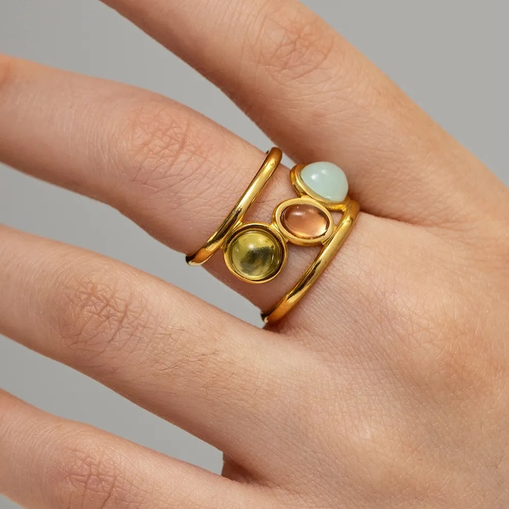 Close-up of Orek Eternaline Birthstone Ring ring detail, a raised statement setting designed to s