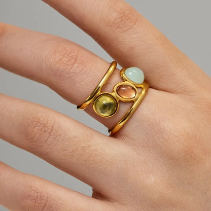 Close-up of Orek Eternaline Birthstone Ring ring detail, a raised statement setting designed to s