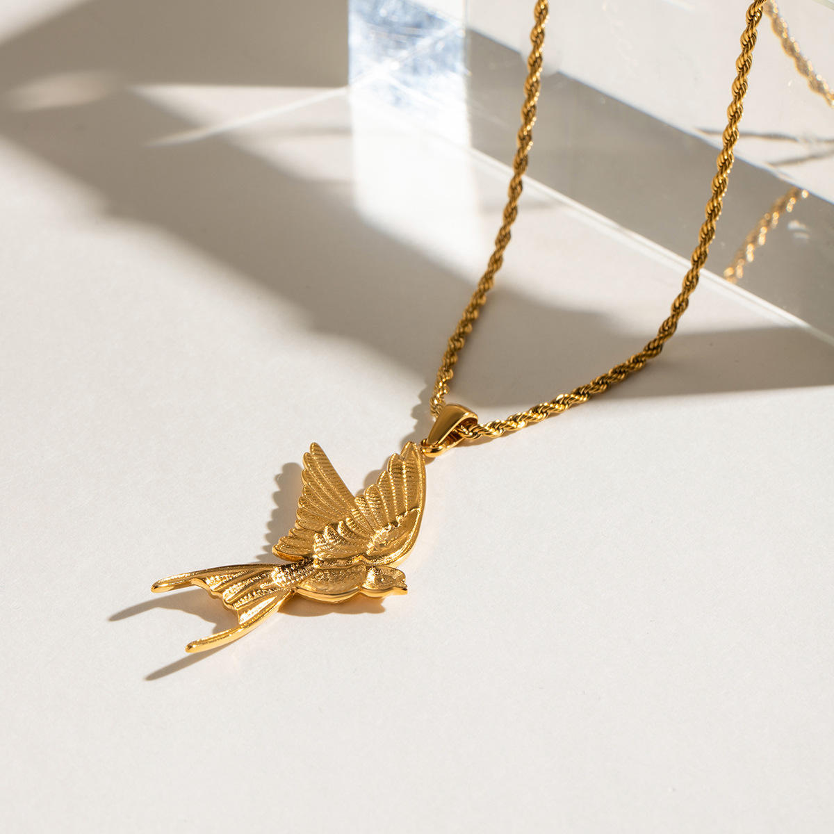 Orek Ciela Dove Whisper Necklace detail view, anti-tarnish gold plated