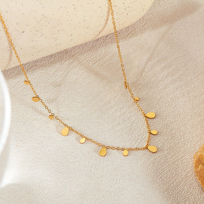 Orek Ivya Liquid Drop Necklace detail view, anti-tarnish gold plated