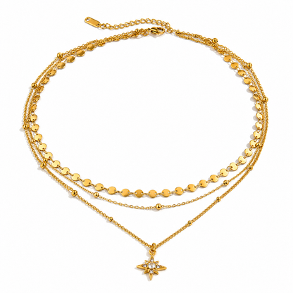Orek Aira Star Layers Necklace gold plated layered necklace for women