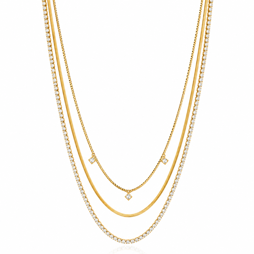 Orek Elia Square Layers Necklace gold plated layered necklace for women