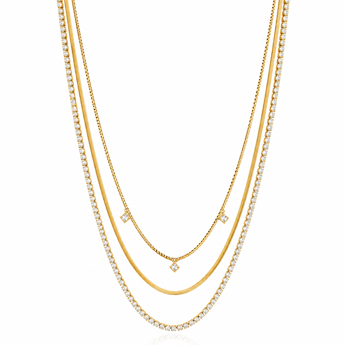 Orek Elia Square Layers Necklace gold plated layered necklace for women