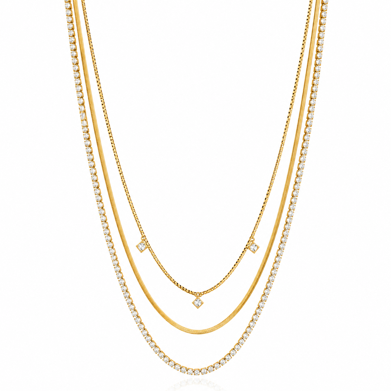 Orek Elia Square Layers Necklace gold plated layered necklace for women