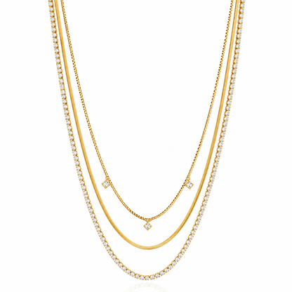 Orek Elia Square Layers Necklace gold plated layered necklace for women