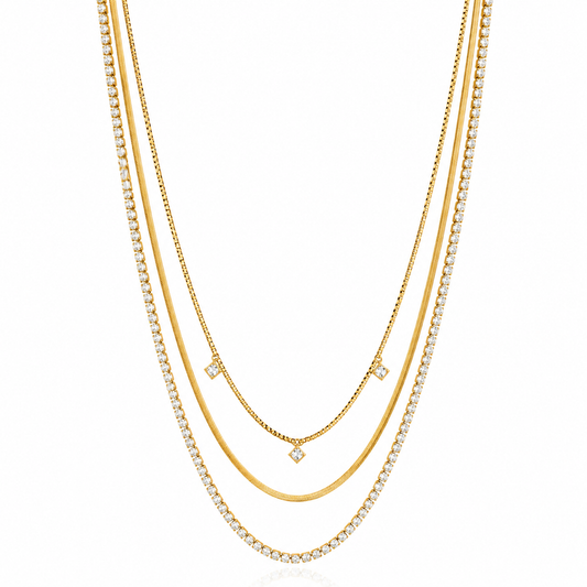 Orek Elia Square Layers Necklace gold plated layered necklace for women