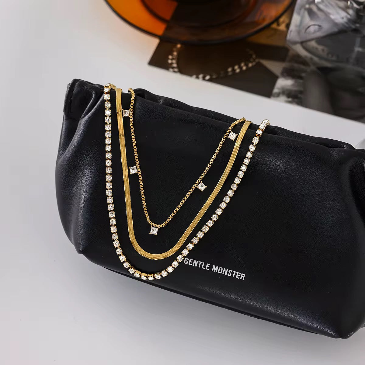 Orek Elia Square Layers Necklace styled with everyday outfit