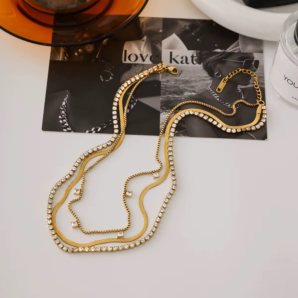 Orek Elia Square Layers Necklace in Orek jewellery packaging