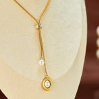 Orek Evara Pearl Oval Necklace, hypoallergenic 2.5 micron stainless steel, anti-tarnish & waterproof, 1 Year Exchange