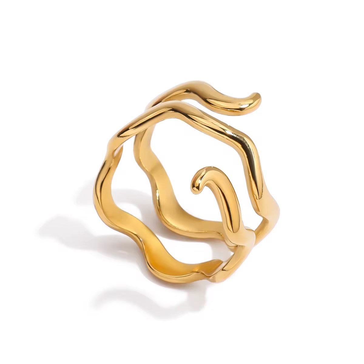 Orek Flow Ring gold plated wave ring for women