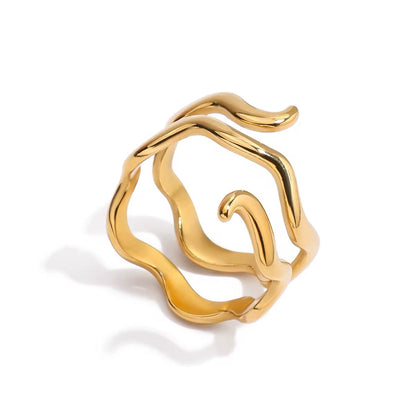 Orek Flow Ring gold plated wave ring for women