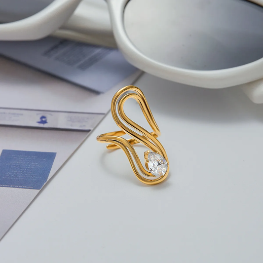 Orek Aira Dual Form Ring — alternate angle, anti-tarnish gold plated