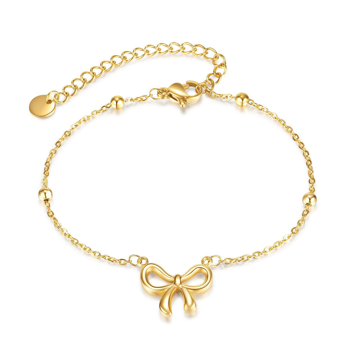 Orek Golden Bow Charm Bracelet waterproof gold charm bracelet for women