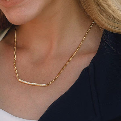 Orek Ira Classic Glow Necklace detail view, anti-tarnish gold plated