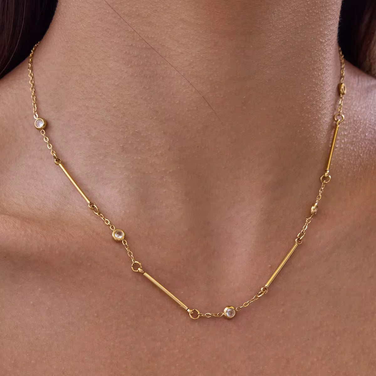 Orek Ira Linear Charm Necklace worn — pendant necklaces for Daily wear