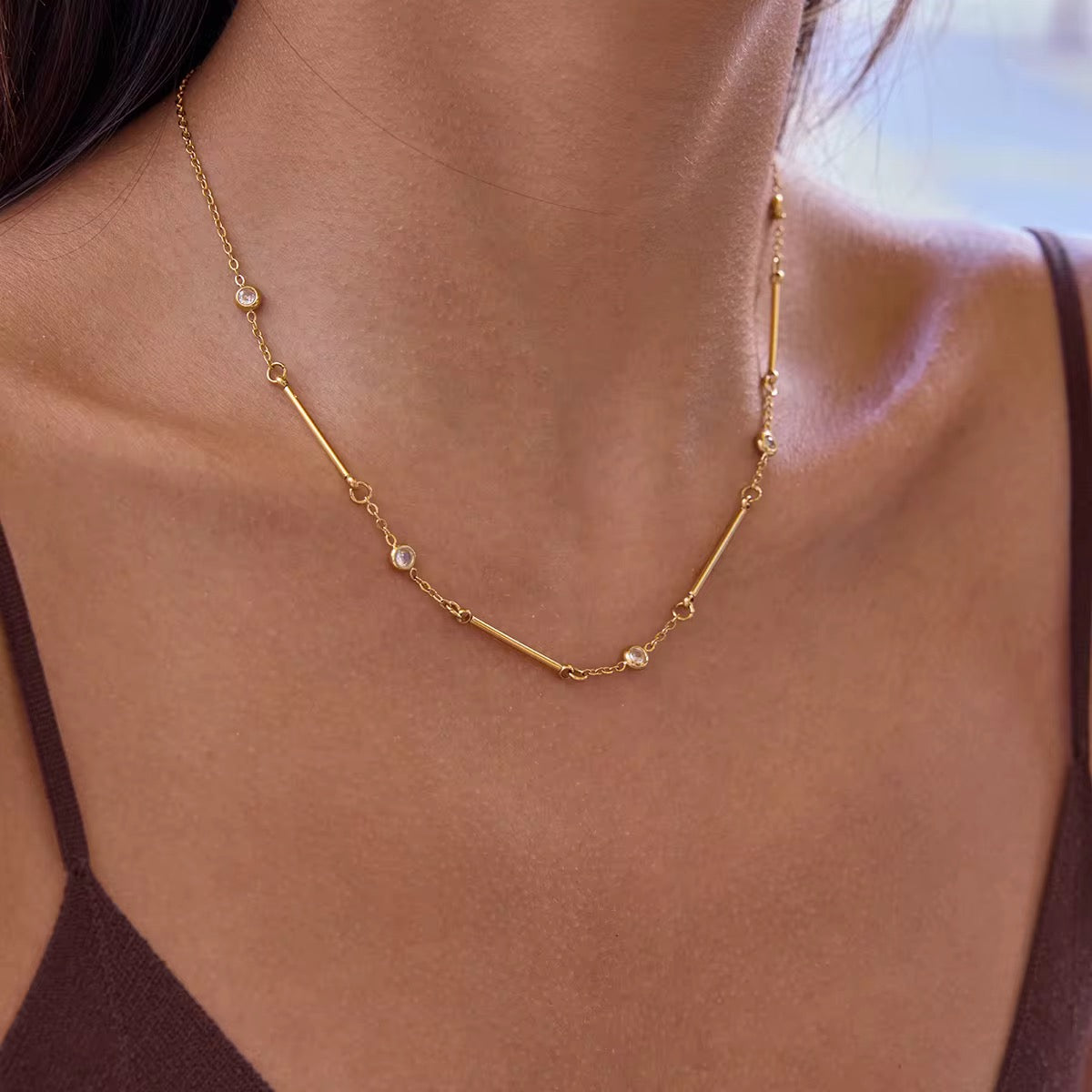Orek Ira Linear Charm Necklace styled look, pendant necklaces