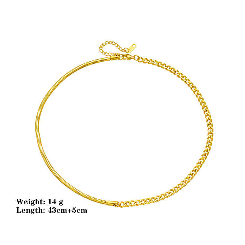 Close-up of Orek Kiva Bold Link Necklace showing bold interlocking chain links