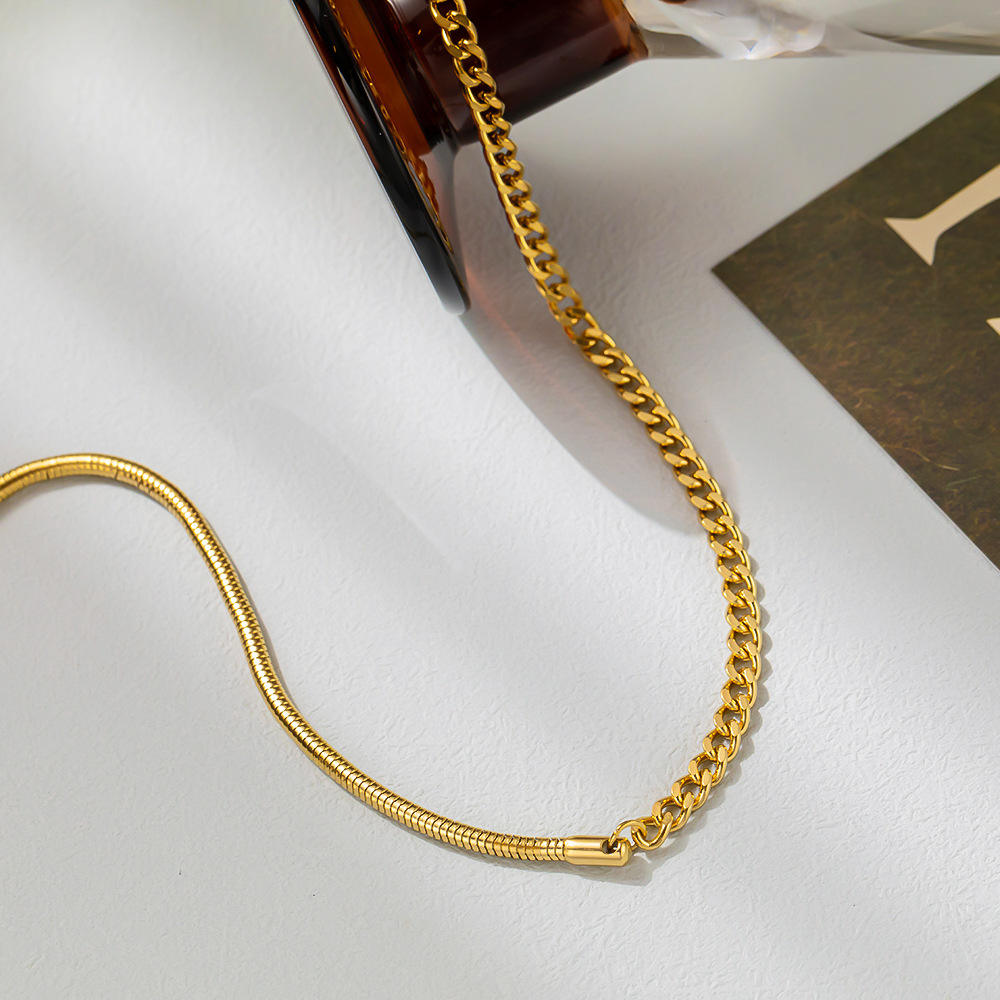 Orek Kiva Bold Link Necklace, 18K PVD gold finish, waterproof stainless steel necklace for women