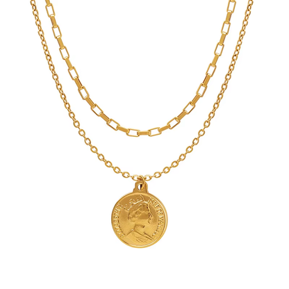 Orek Layered Gold Coin Pendant Necklace waterproof gold necklace for women