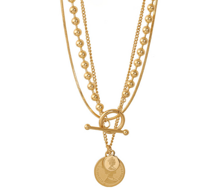 Orek Layered Gold Coin Pendant Necklace waterproof layered necklace for women