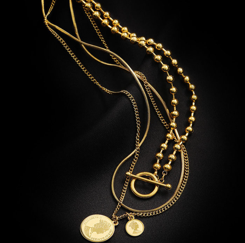 Orek Layered Gold Coin Pendant Necklace for office wear, gifting and special occasions