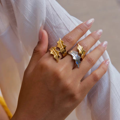 Model wearing Orek Leaf Accent Ring