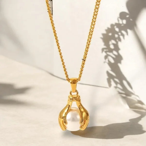 Orek Luna Grace Embrace Necklace — alternate angle, anti-tarnish gold plated